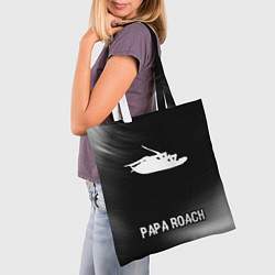 Сумка-шопер Papa Roach glitch на темном фоне: символ, надпись, цвет: 3D-принт — фото 2