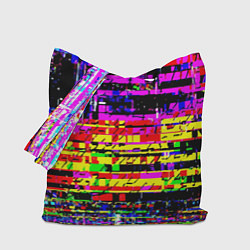 Сумка-шопер Яркий пиксельный красочный глитч, цвет: 3D-принт