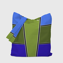 Сумка-шопер Зелено- синий геометрический дизайн, цвет: 3D-принт