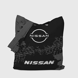 Сумка-шопер Nissan speed шины на темном: символ, надпись, цвет: 3D-принт