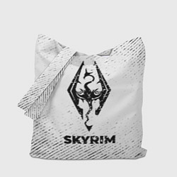 Сумка-шопер Skyrim с потертостями на светлом фоне, цвет: 3D-принт