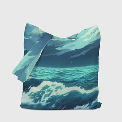 Сумка-шопер Цунами в стиле аниме - рисунок, цвет: 3D-принт