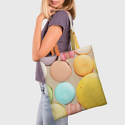 Сумка-шопер Разноцветные пирожные Макарон, цвет: 3D-принт — фото 2