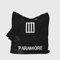 Сумка-шопер Paramore glitch на темном фоне: символ, надпись, цвет: 3D-принт