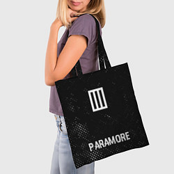 Сумка-шопер Paramore glitch на темном фоне: символ, надпись, цвет: 3D-принт — фото 2