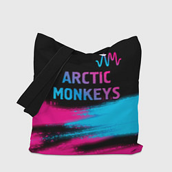 Сумка-шопер Arctic Monkeys - neon gradient: символ сверху, цвет: 3D-принт