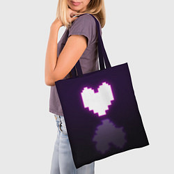 Сумка-шопер Undertale heart neon, цвет: 3D-принт — фото 2