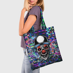 Сумка-шопер Злой клоун на фоне городской рекламы, цвет: 3D-принт — фото 2