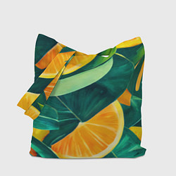 Сумка-шопер Листья монстеры и дольки апельсинов, цвет: 3D-принт