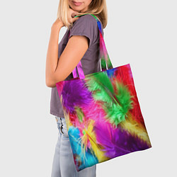 Сумка-шопер Яркие разноцветные перья, цвет: 3D-принт — фото 2