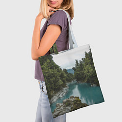 Сумка-шопер Река, лес и скалы, цвет: 3D-принт — фото 2