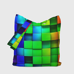 Сумка-шопер Цветные неоновые кубы, цвет: 3D-принт