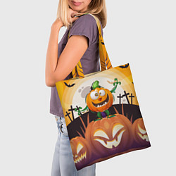 Сумка-шопер Веселая тыква хэллоуин, цвет: 3D-принт — фото 2