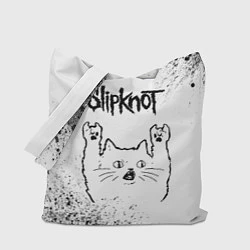 Сумка-шопер Slipknot рок кот на светлом фоне, цвет: 3D-принт