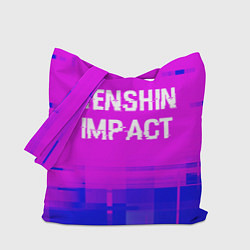 Сумка-шопер Genshin Impact glitch text effect: символ сверху, цвет: 3D-принт