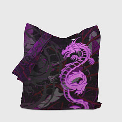 Сумка-шопер Неоновый дракон purple dragon, цвет: 3D-принт