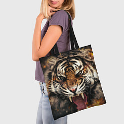 Сумка-шопер Оскал тигра, цвет: 3D-принт — фото 2