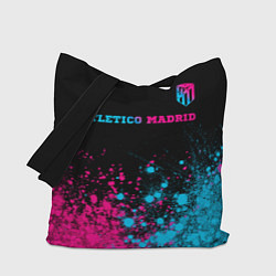 Сумка-шопер Atletico Madrid - neon gradient: символ сверху, цвет: 3D-принт