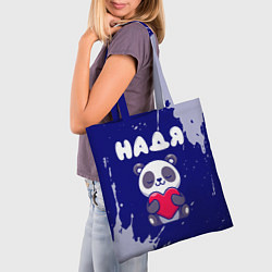 Сумка-шопер Надя панда с сердечком, цвет: 3D-принт — фото 2