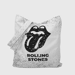 Сумка-шопер Rolling Stones с потертостями на светлом фоне, цвет: 3D-принт