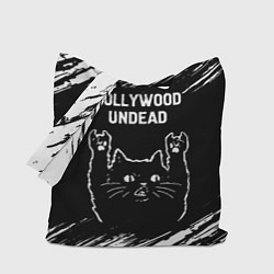 Сумка-шопер Группа Hollywood Undead и рок кот, цвет: 3D-принт