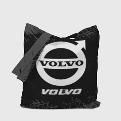 Сумка-шопер Volvo speed на темном фоне со следами шин, цвет: 3D-принт