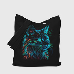 Сумка-шопер Неоновый котик, цвет: 3D-принт