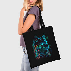 Сумка-шопер Неоновый котик, цвет: 3D-принт — фото 2