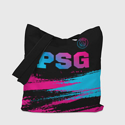 Сумка-шопер PSG - neon gradient: символ сверху, цвет: 3D-принт