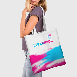 Сумка-шопер Liverpool neon gradient style: символ сверху, цвет: 3D-принт — фото 2
