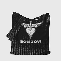 Сумка-шопер Bon Jovi с потертостями на темном фоне, цвет: 3D-принт