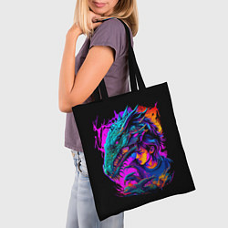 Сумка-шопер Дракон и девушка - поп арт, цвет: 3D-принт — фото 2