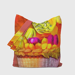 Сумка-шопер Спелые фрукты и овощи в плетеной корзине, цвет: 3D-принт