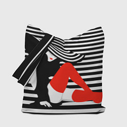 Сумка-шопер Загадочная девушка в красных чулках, цвет: 3D-принт