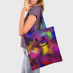 Сумка-шопер Смайлик с брызгами краски, цвет: 3D-принт — фото 2