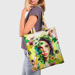 Сумка-шопер Девушка Весна - акварель, цвет: 3D-принт — фото 2