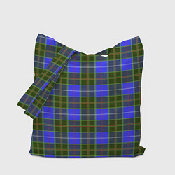 Сумка-шопер Ткань Шотландка сине-зелёная, цвет: 3D-принт
