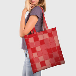 Сумка-шопер Красный паттерн из кубов, цвет: 3D-принт — фото 2