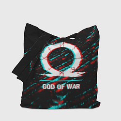 Сумка-шопер God of War в стиле glitch и баги графики на темном, цвет: 3D-принт