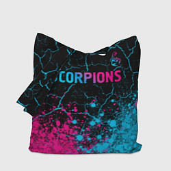 Сумка-шопер Scorpions - neon gradient: символ сверху, цвет: 3D-принт