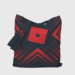 Сумка-шопер Красный символ Roblox на темном фоне со стрелками, цвет: 3D-принт
