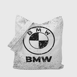 Сумка-шопер BMW с потертостями на светлом фоне, цвет: 3D-принт