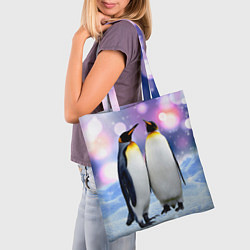 Сумка-шопер Пингвины на снегу, цвет: 3D-принт — фото 2