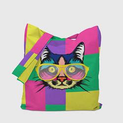 Сумка-шопер Кот в стиле поп-арт, цвет: 3D-принт