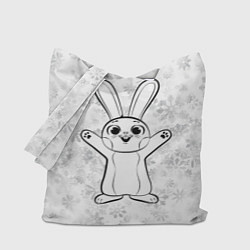 Сумка-шопер Счастливый кролик и снежинки, цвет: 3D-принт
