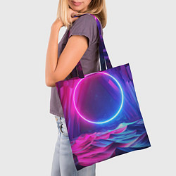 Сумка-шопер Круг и разноцветные кристаллы - vaporwave, цвет: 3D-принт — фото 2