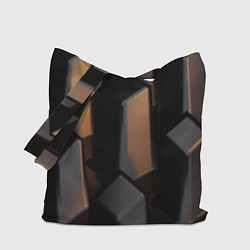 Сумка-шопер Абстрактные тёмные геометрические блоки, цвет: 3D-принт