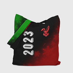 Сумка-шопер 2023 Кролик суровый: надпись, символ, цвет: 3D-принт