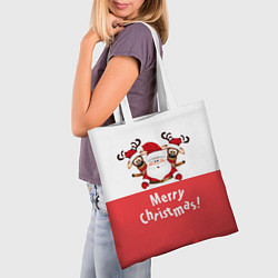 Сумка-шопер Дед Мороз с оленями, цвет: 3D-принт — фото 2