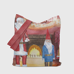 Сумка-шопер Санта Клауз и гномы поздравляют с Новым Годом, цвет: 3D-принт